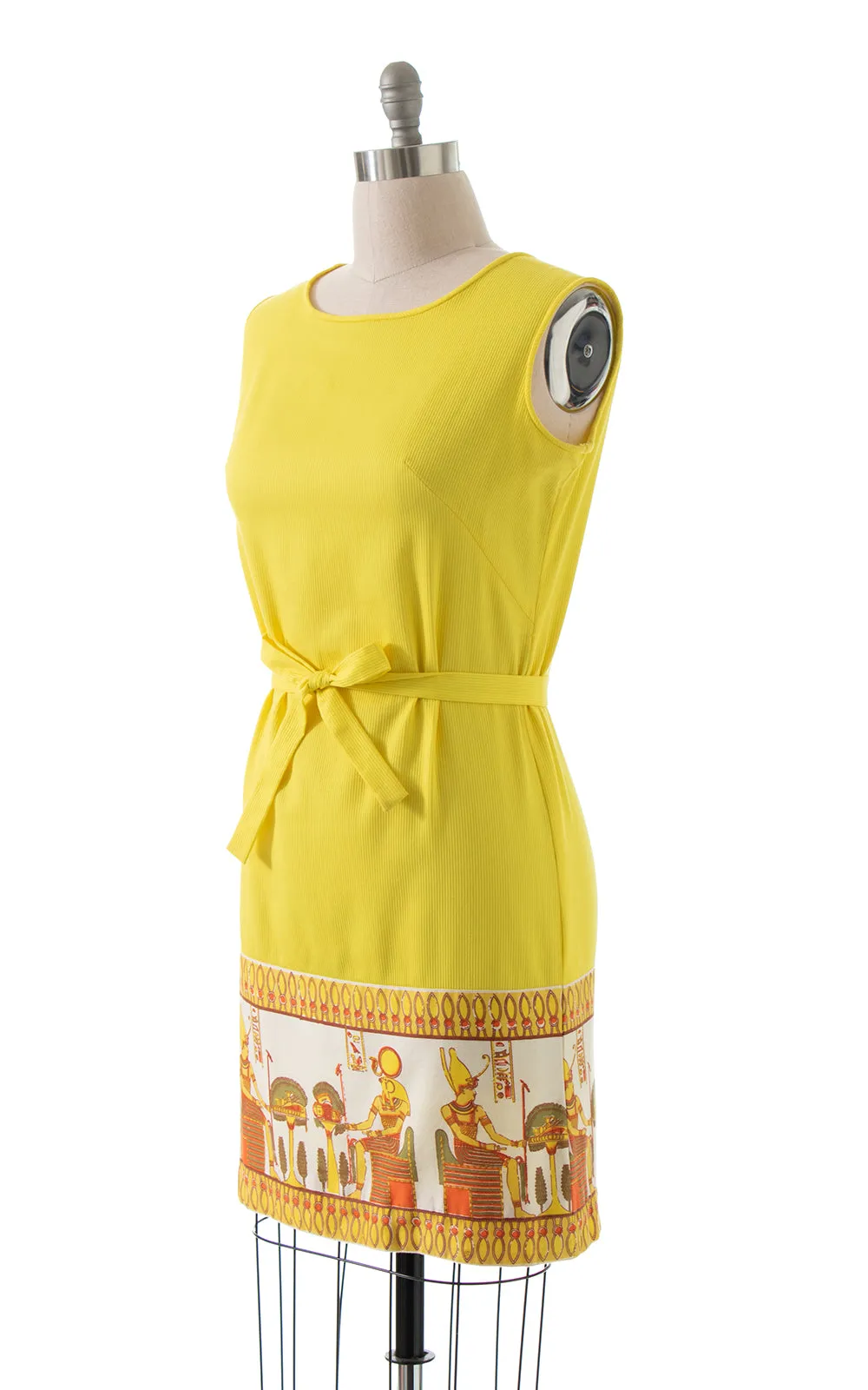 1960s Egyptian Novelty Border Print Shift Dress | medium/large