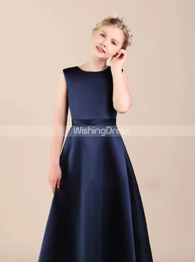 A-line Satin Junior Bridesmaid Dresses,Fall Junior Bridesmaid Dress,JB00059