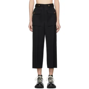 Alexander McQueen Black Military Wide Leg Trousers
