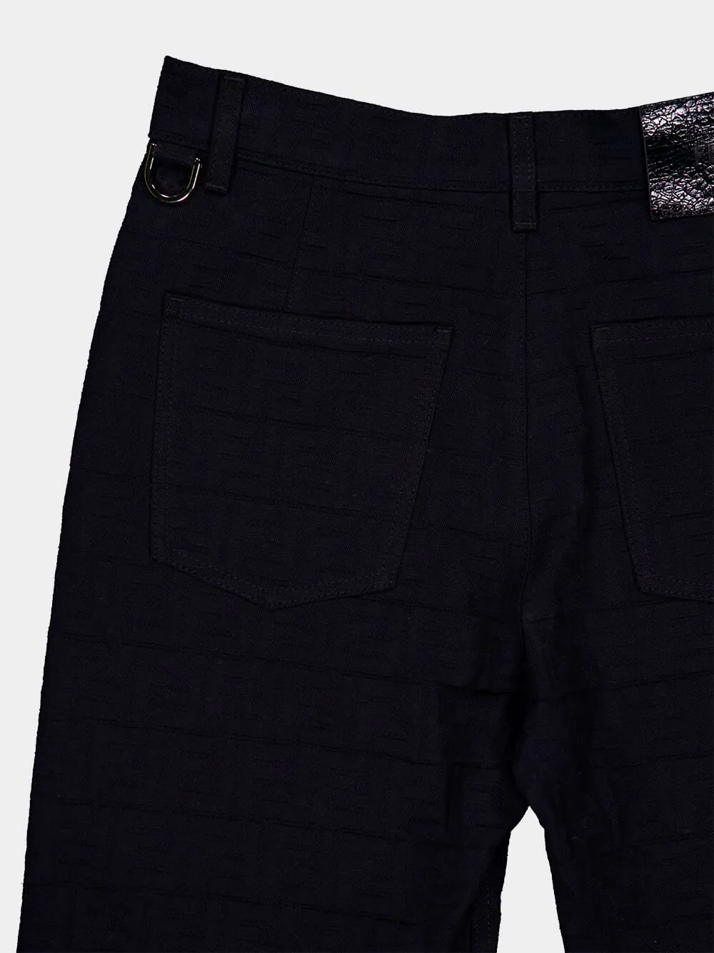 All-Over Jacquard FF Motif Denim Trousers