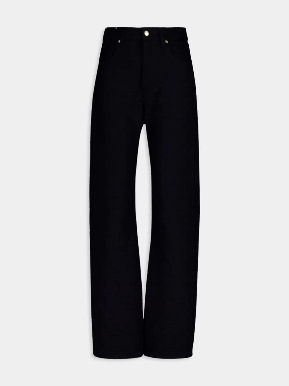 All-Over Jacquard FF Motif Denim Trousers