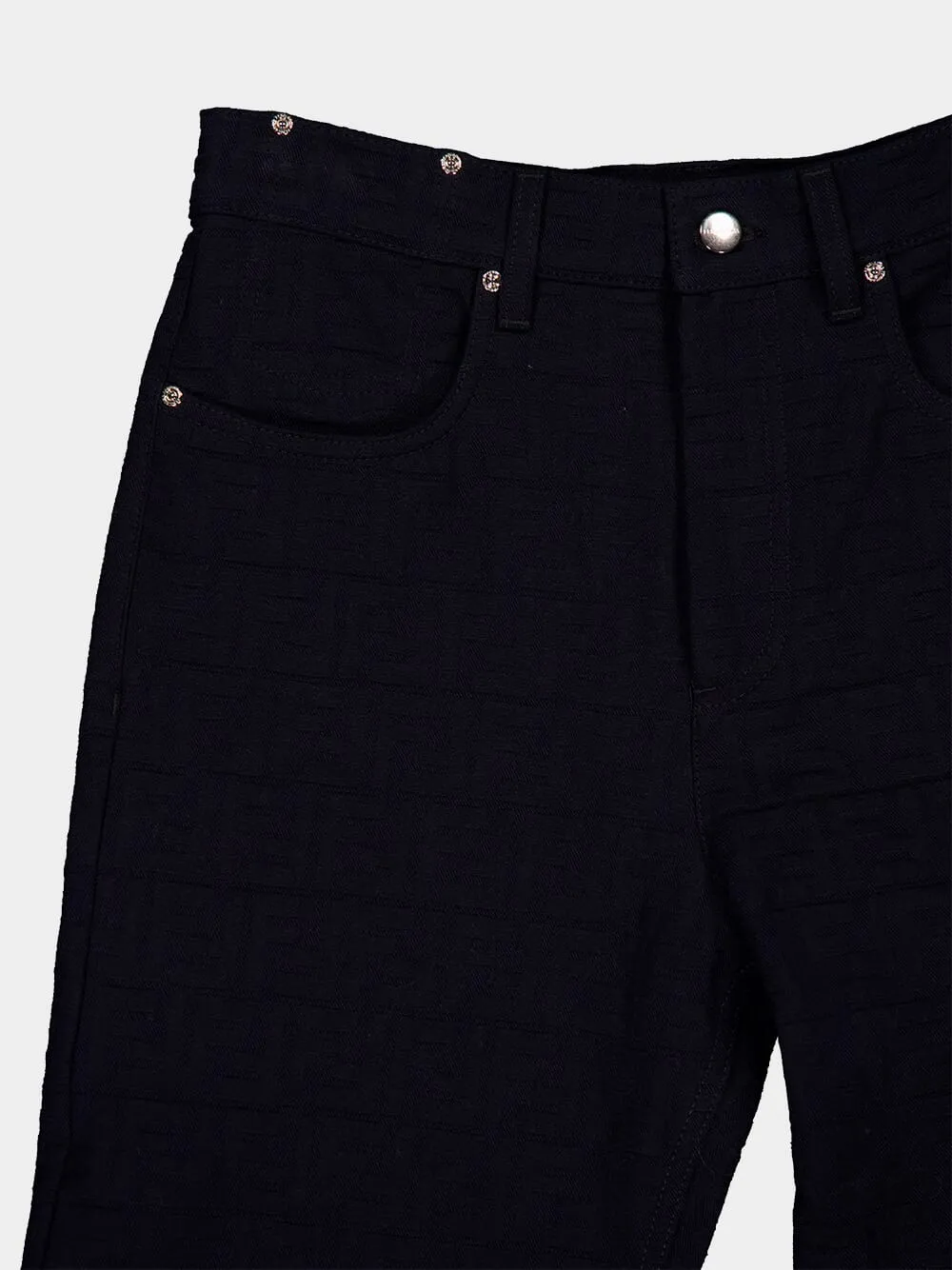 All-Over Jacquard FF Motif Denim Trousers