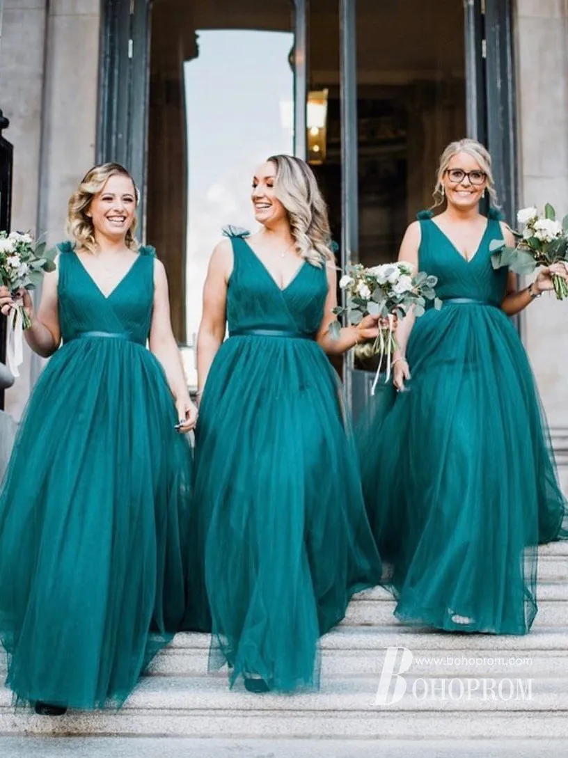 AmazingTulle Spaghetti Straps Neckline A-line Bridesmaid Dresses BD175