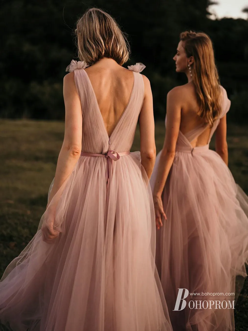 AmazingTulle Spaghetti Straps Neckline A-line Bridesmaid Dresses BD175