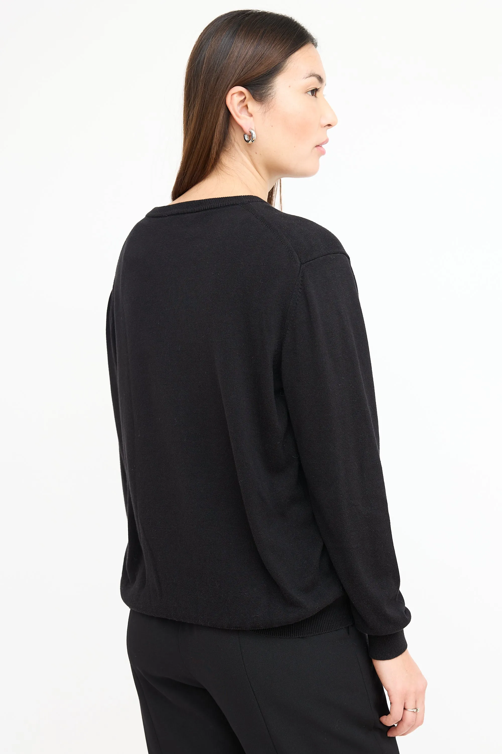 Black Knit Intarsia Logo Sweater