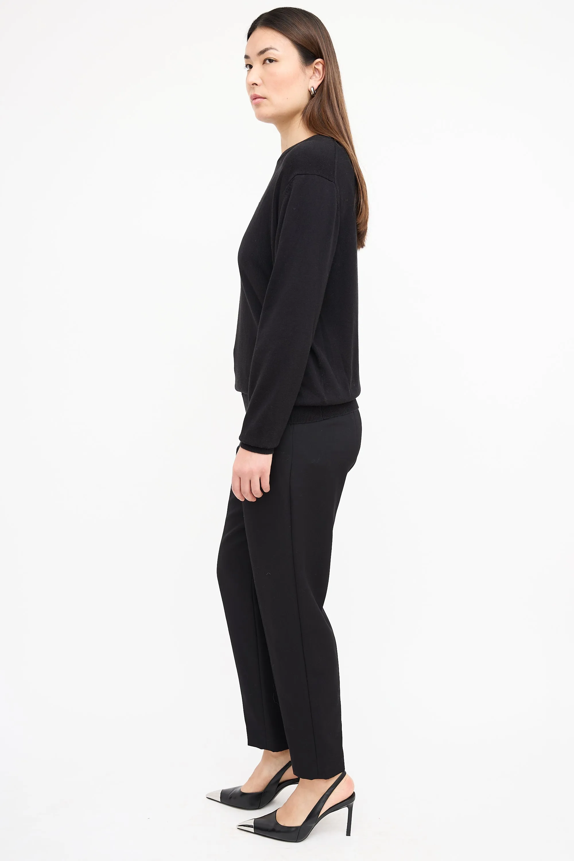 Black Knit Intarsia Logo Sweater