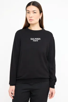 Black Knit Intarsia Logo Sweater