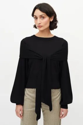 Black Wool Neck Tie Sweater