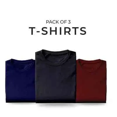 Bundle Of 3 Half Sleeves T-Shirt (Plus Size - 2xl)