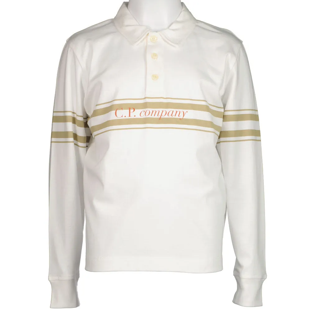 C.P. Junior Long Sleeve Stripe Logo Polo