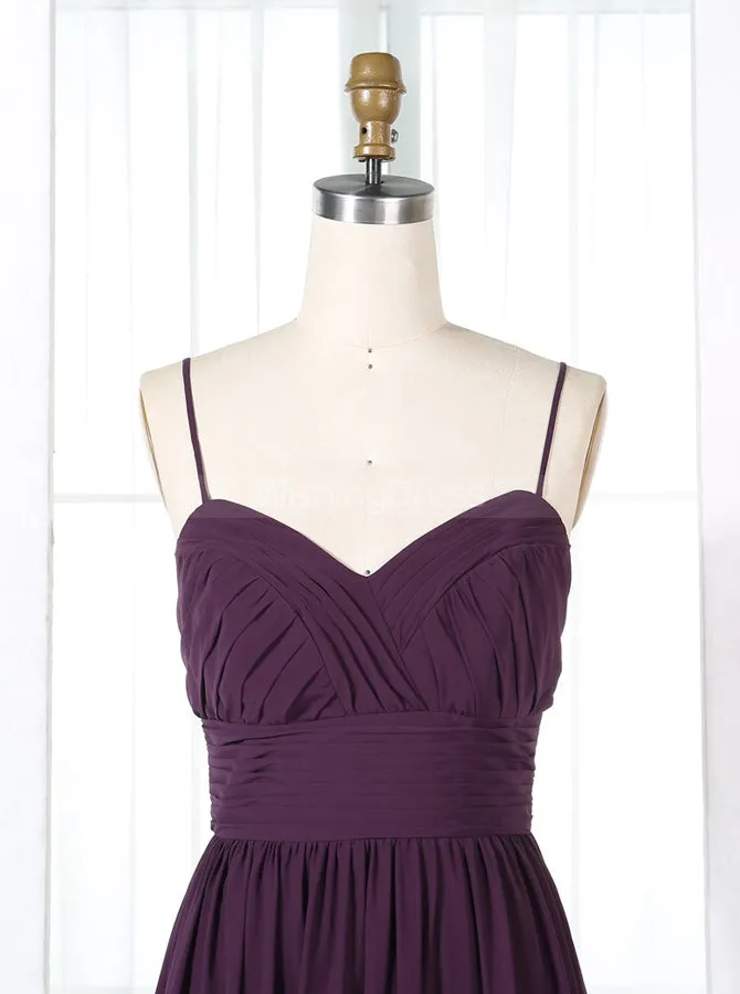 Grape Bridesmaid Dresses,Chiffon Bridesmaid Dresses,Bridesmaid Dress with Straps,BD00322
