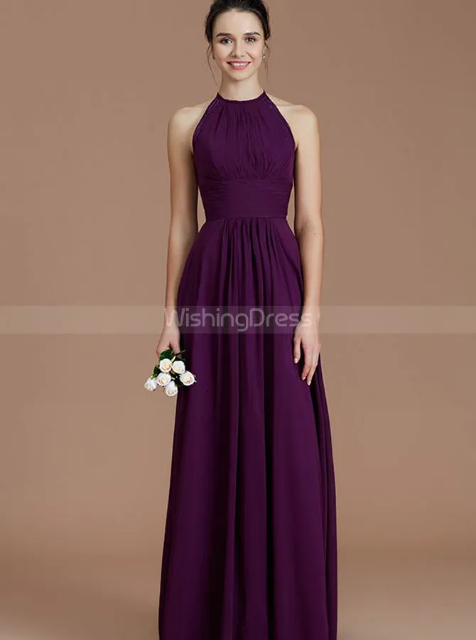 Grape Bridesmaid Dresses,High Neck Bridesmaid Dress,Simple Bridesmaid Dress,BD00257