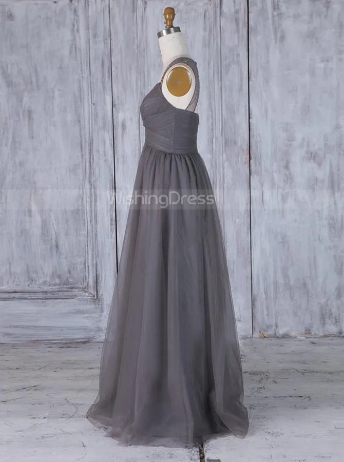 Grey Tulle Bridesmaid Dresses,Elegant Prom Dress,BD00358