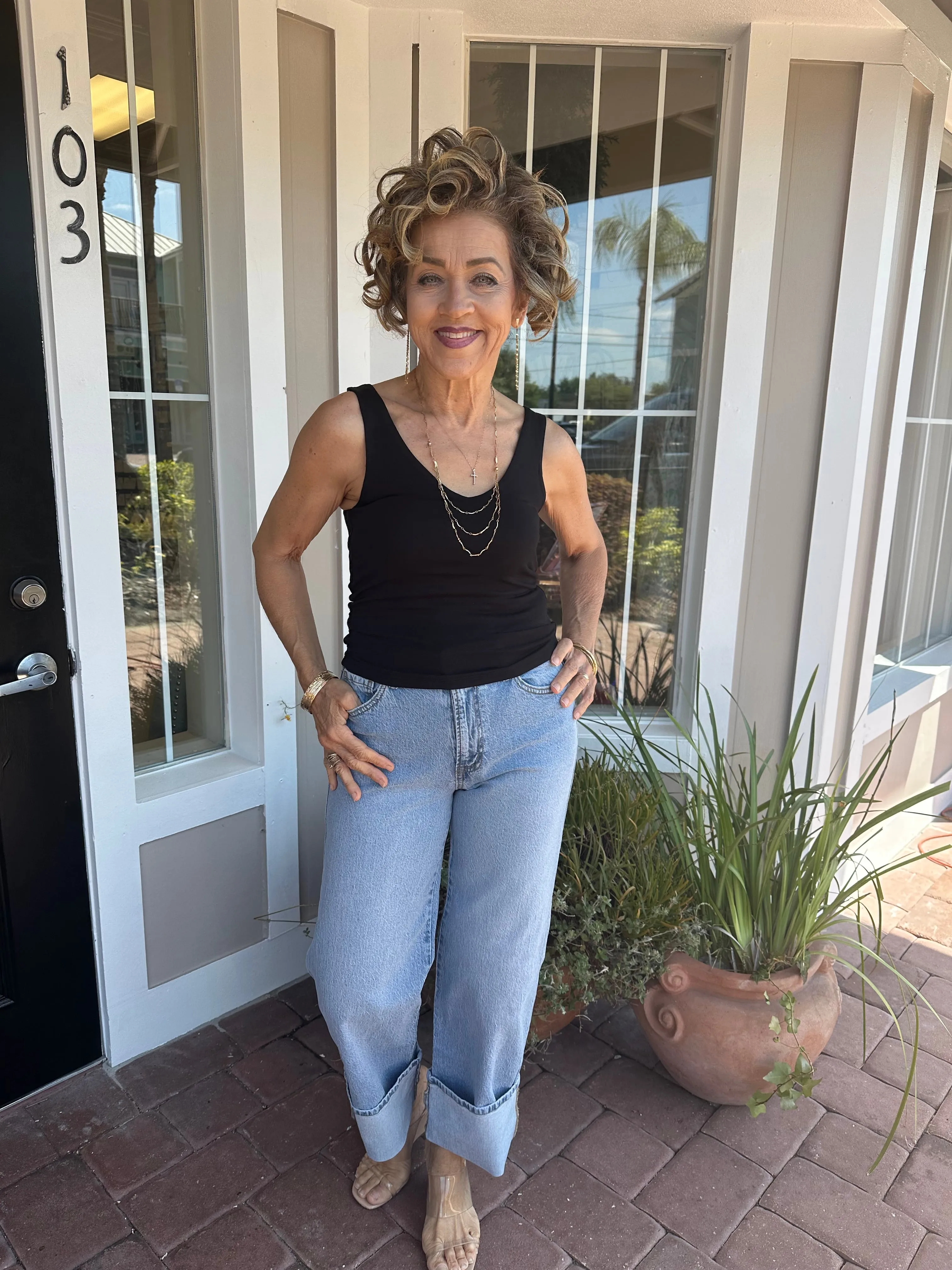 IN MY MOMENT CUFFED WIDE LEG JEANS