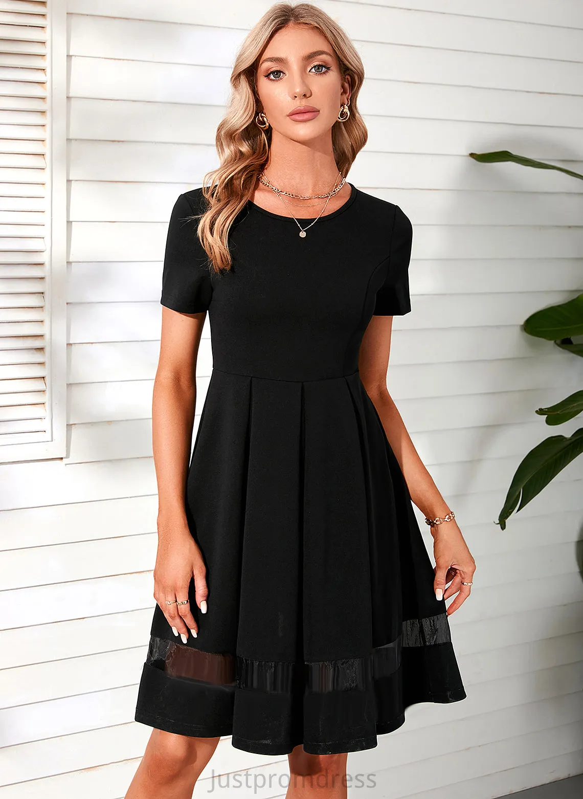 Neck Round Mini Club Dresses Casual Dresses Short Sleeves Martina Blends Cotton A-line
