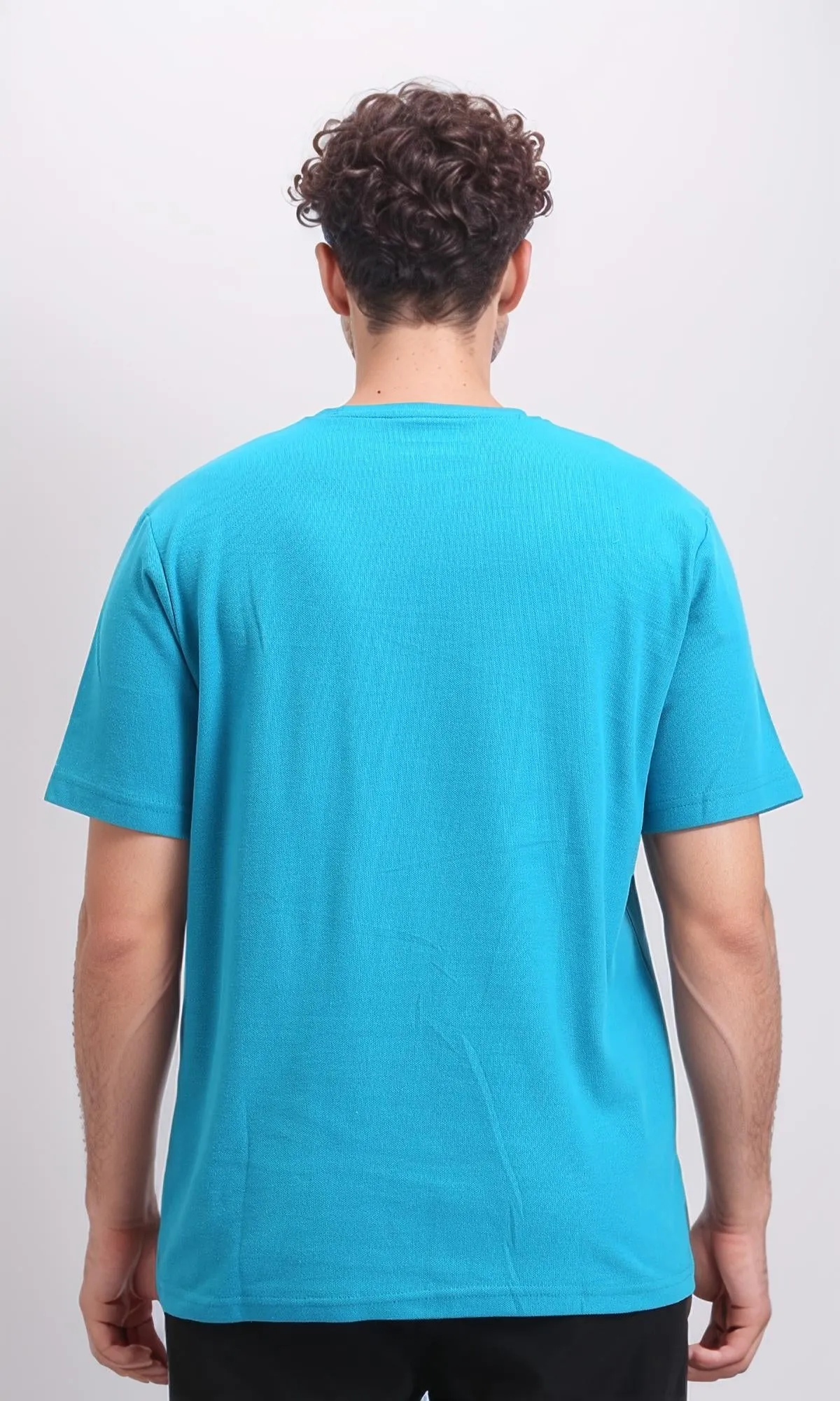O204273 - Solid Elbow Sleeves Basic Tee - Turquoise
