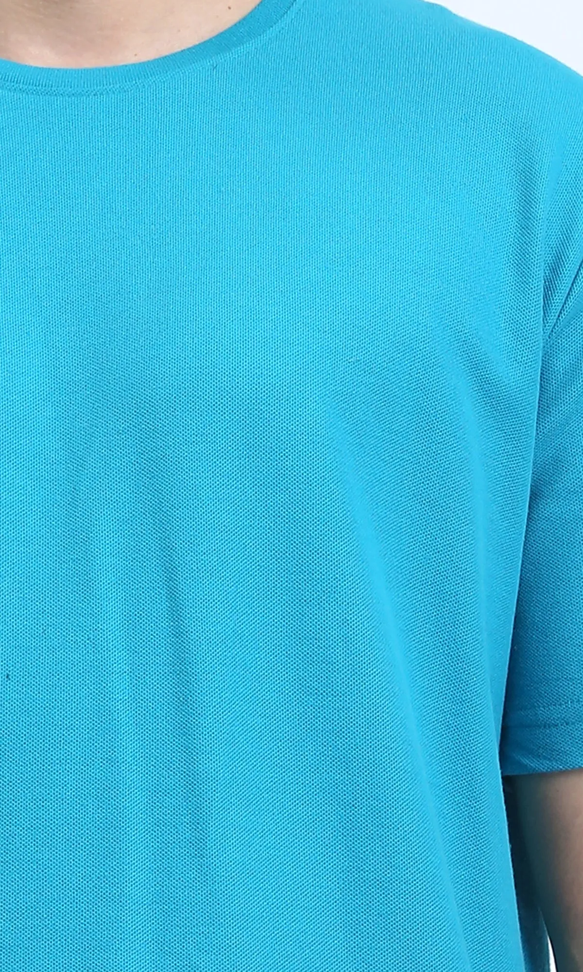 O204273 - Solid Elbow Sleeves Basic Tee - Turquoise
