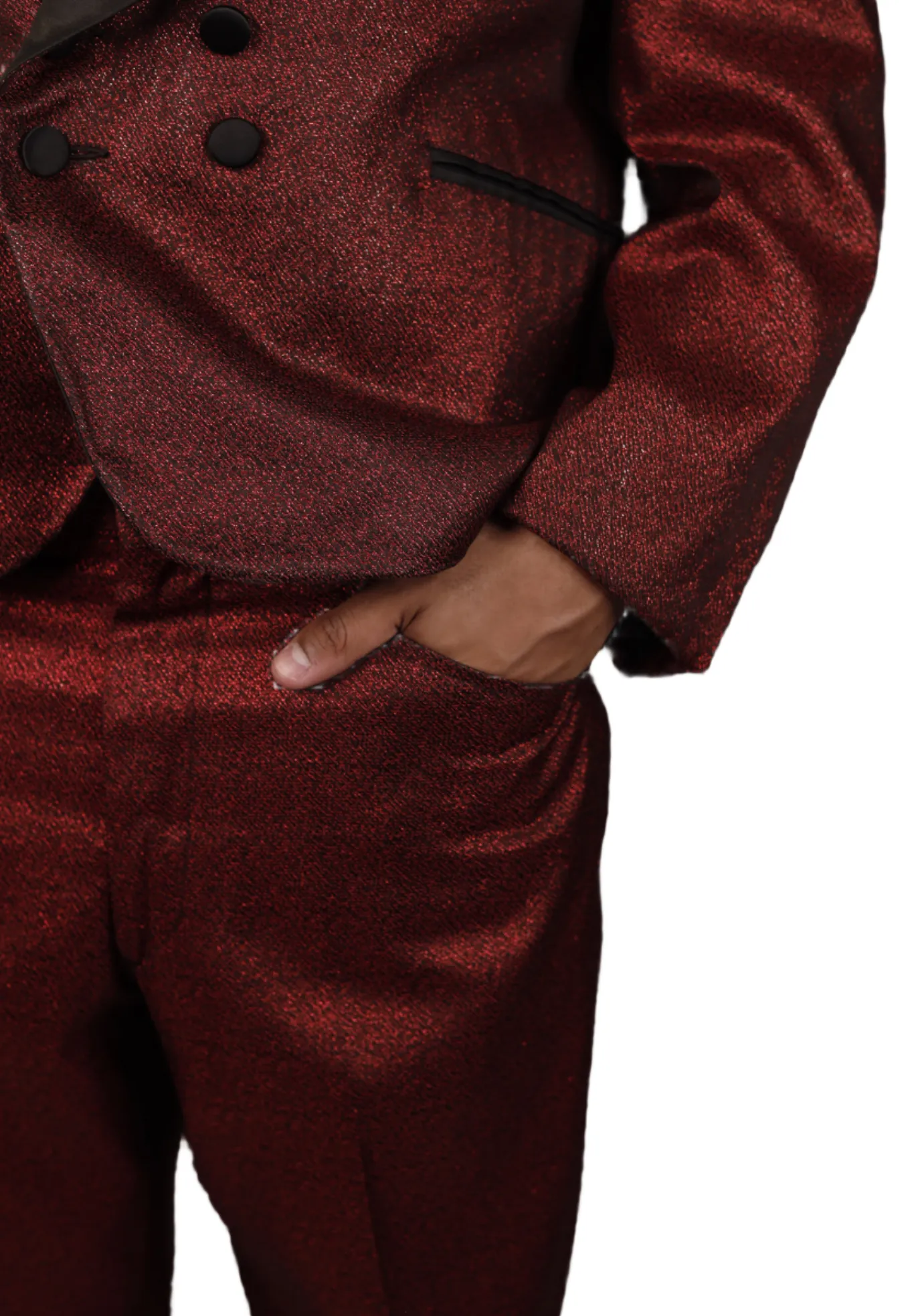 Red Metallic Rockabilly Tailored Suit 1960s