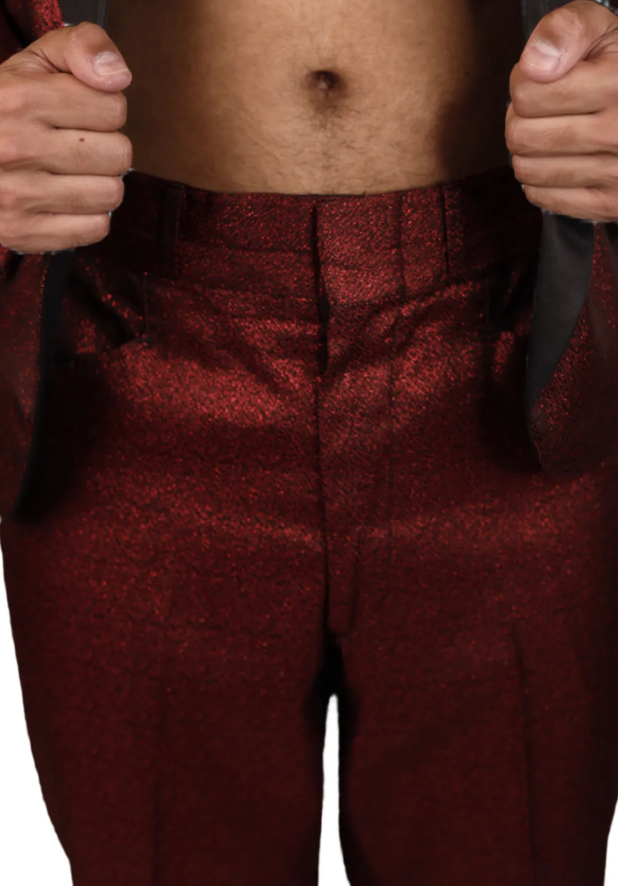Red Metallic Rockabilly Tailored Suit 1960s