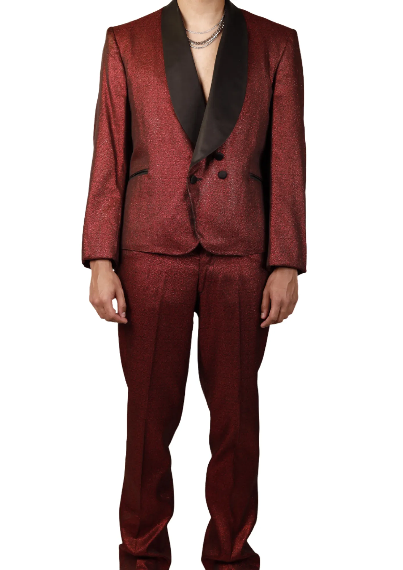 Red Metallic Rockabilly Tailored Suit 1960s
