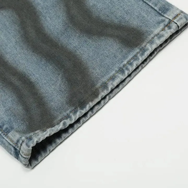 Sneakerhill® Baggy Ripped Wide Leg Jeans Black Graffiti