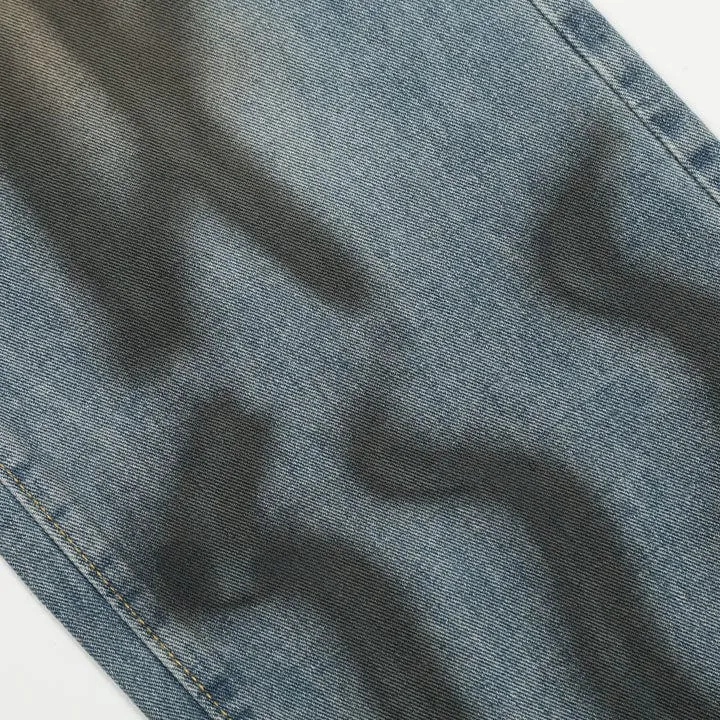 Sneakerhill® Baggy Ripped Wide Leg Jeans Black Graffiti