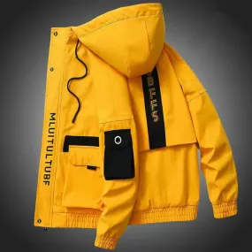 Spring Autumn Streetwear Jackets Men Hooded Casual Loose Print Windbreaker Jacket Male Hip Hop Coat homme