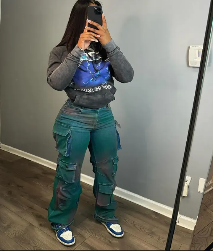 Tie-Dye High Waisted Straight Leg Jeans