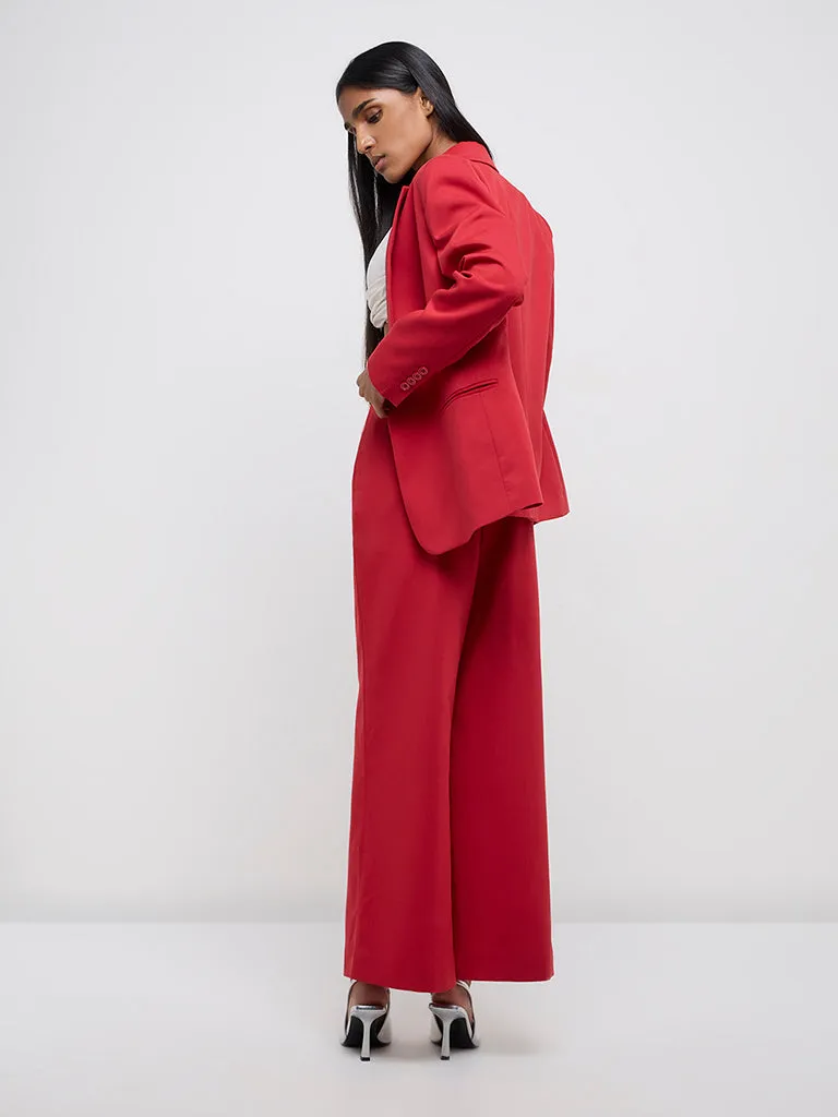 Wardrobe Red Wide-Leg High-Rise Trousers