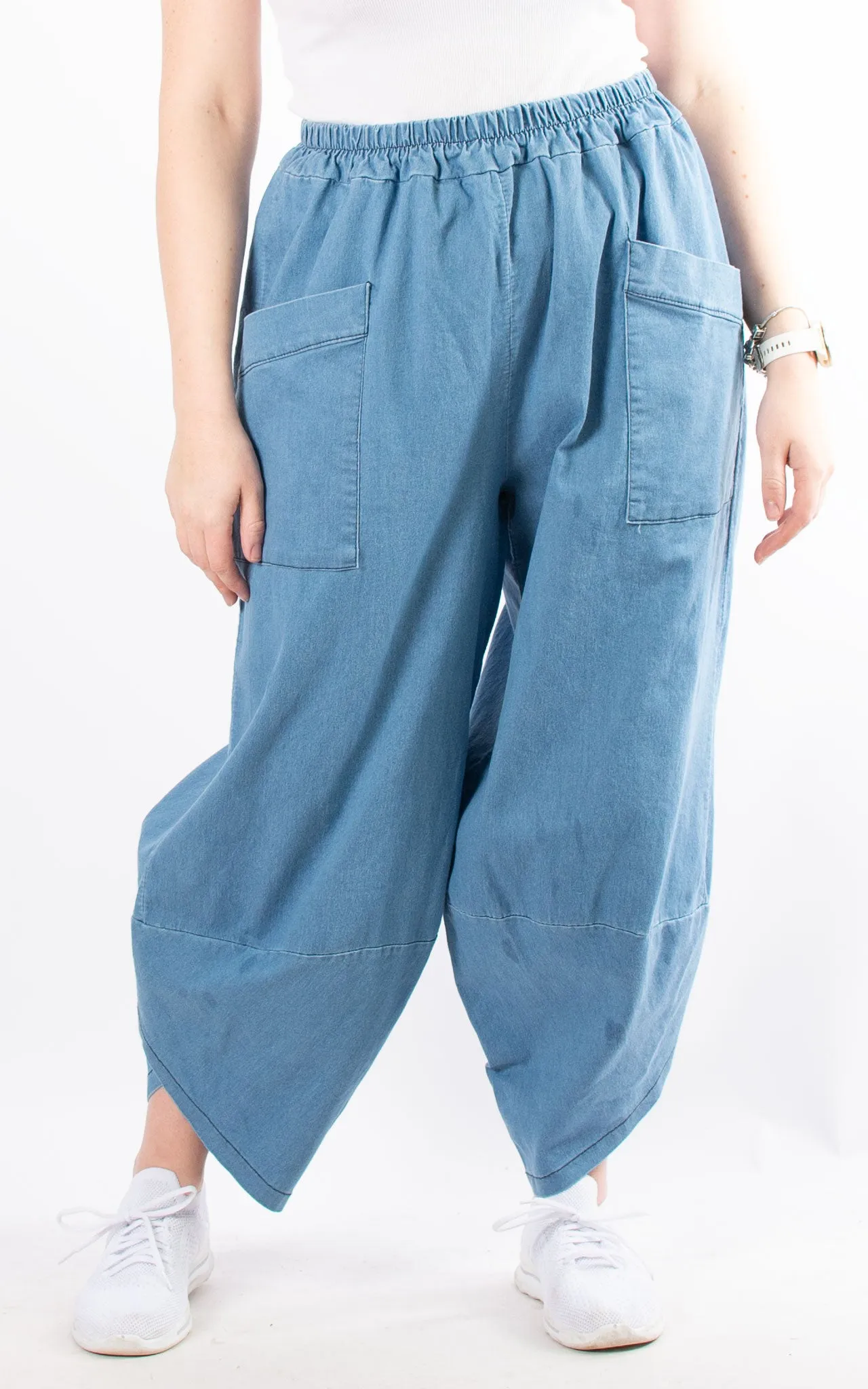 Wide Leg Pocket Trouser | Washed Denim