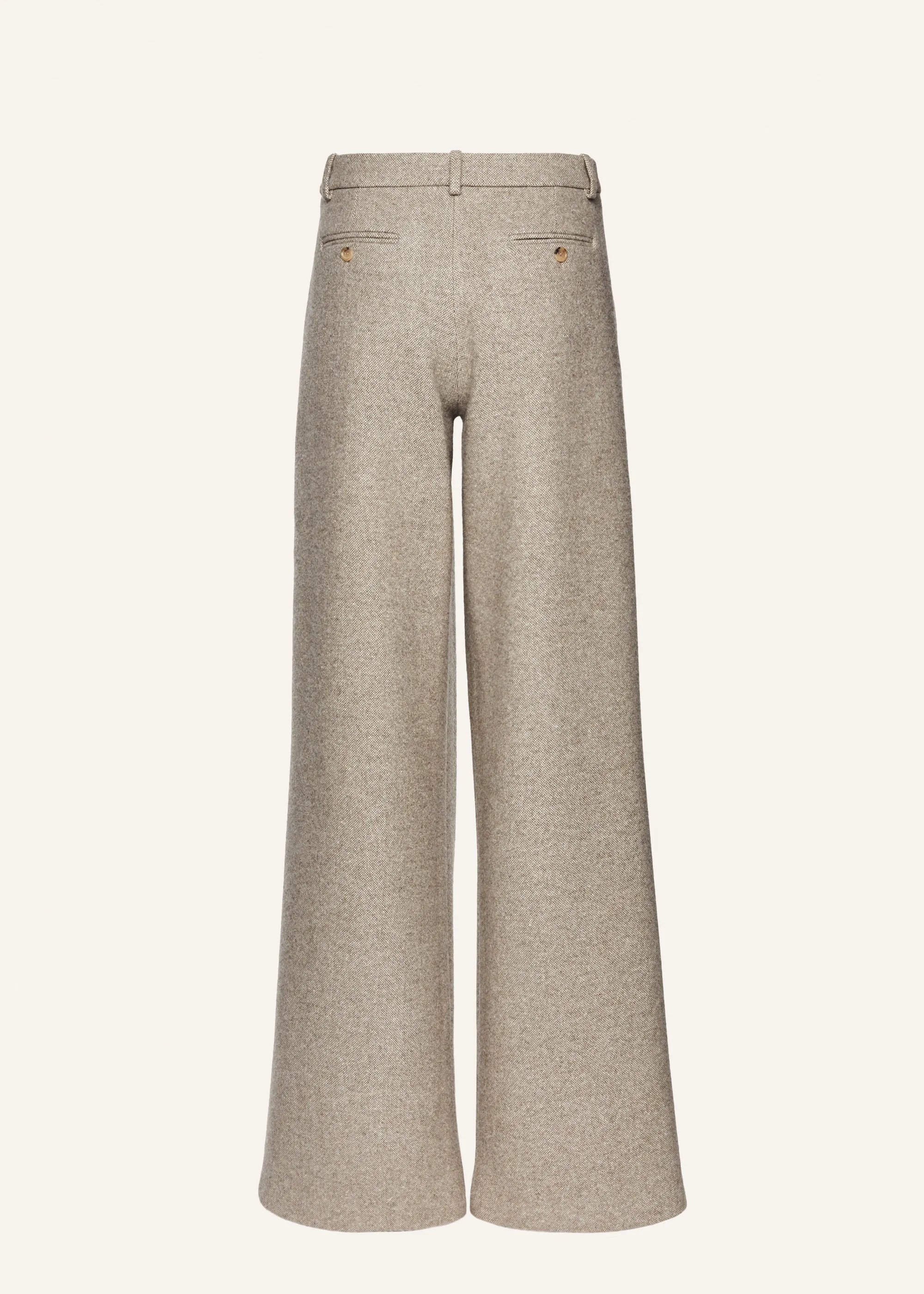 Wide-leg tailored wool pants in beige