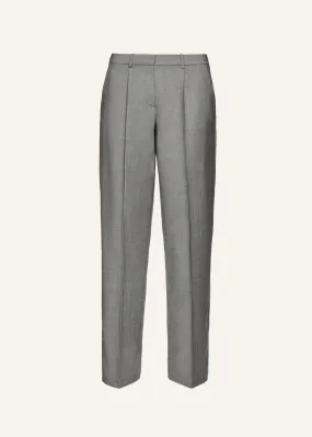 Wide leg tailored wool pants in grey