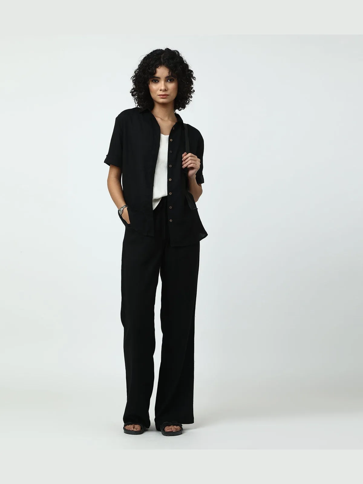 Women Classic Linen Wide Leg Trousers
