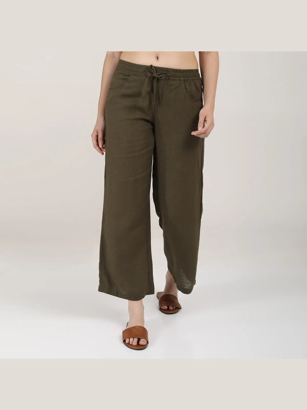 Women Classic Linen Wide Leg Trousers