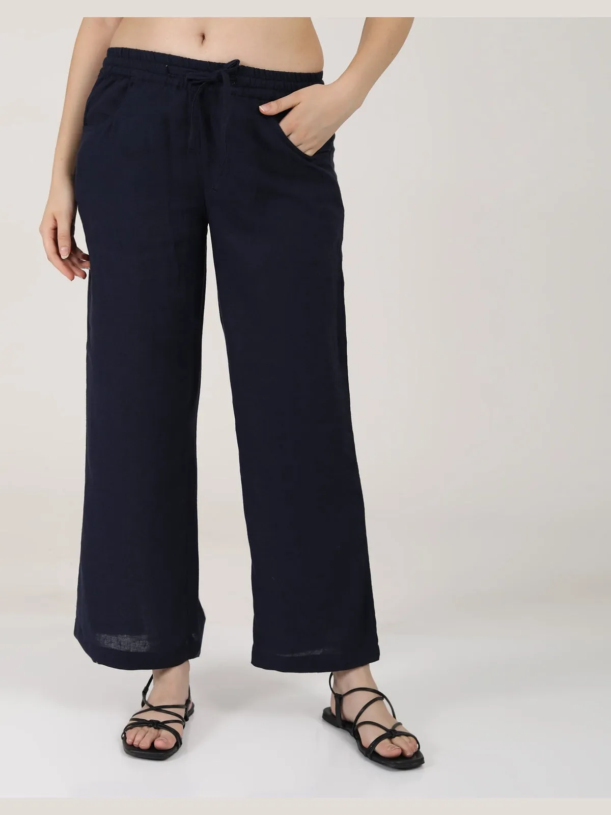 Women Classic Linen Wide Leg Trousers