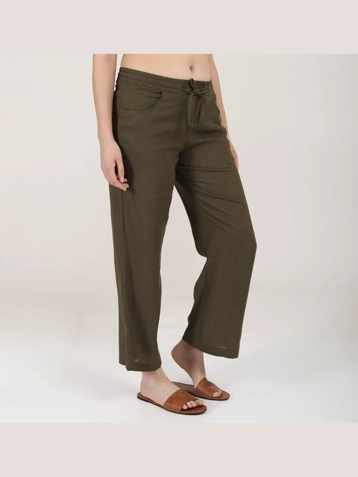 Women Classic Linen Wide Leg Trousers