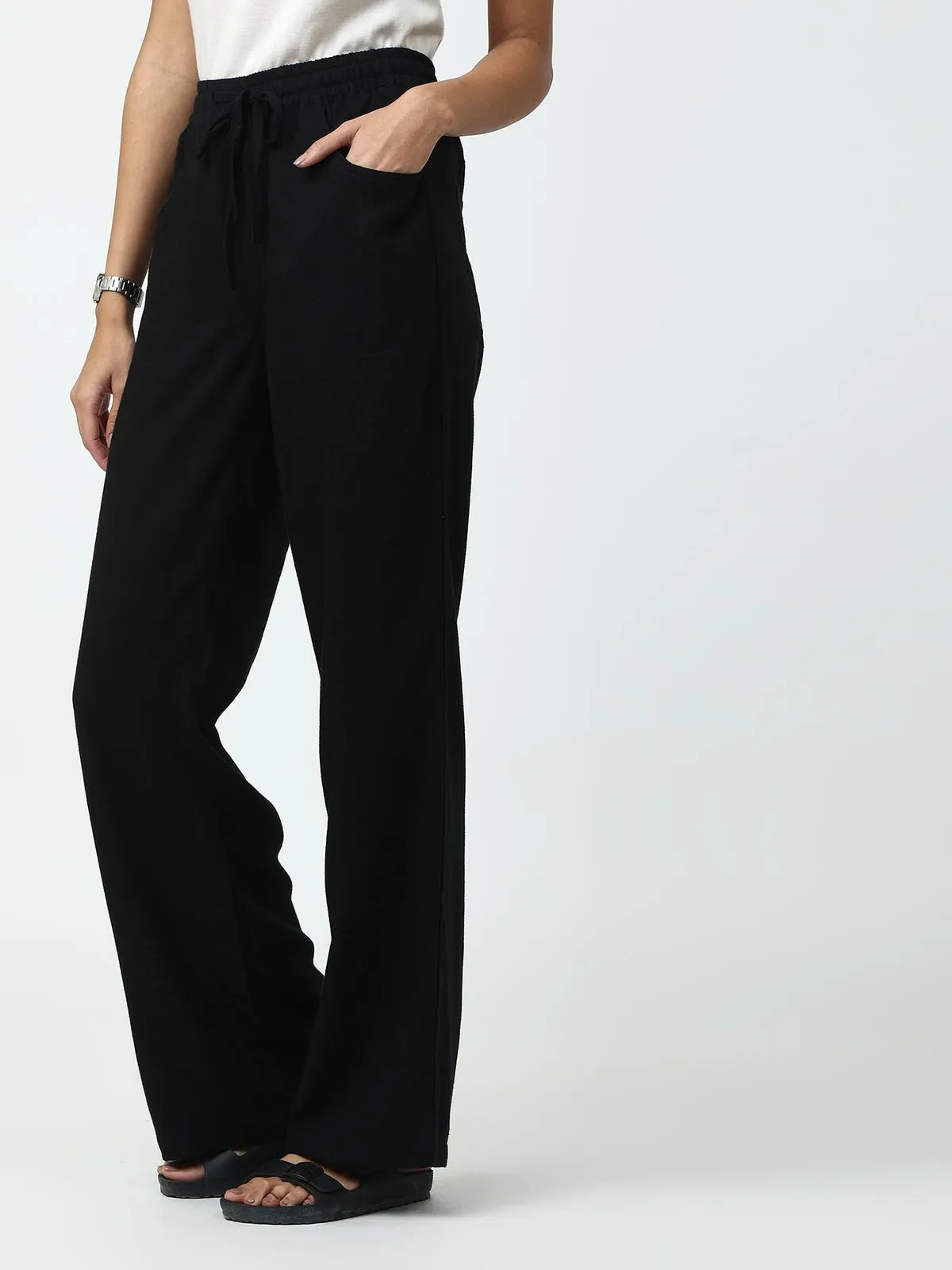 Women Classic Linen Wide Leg Trousers