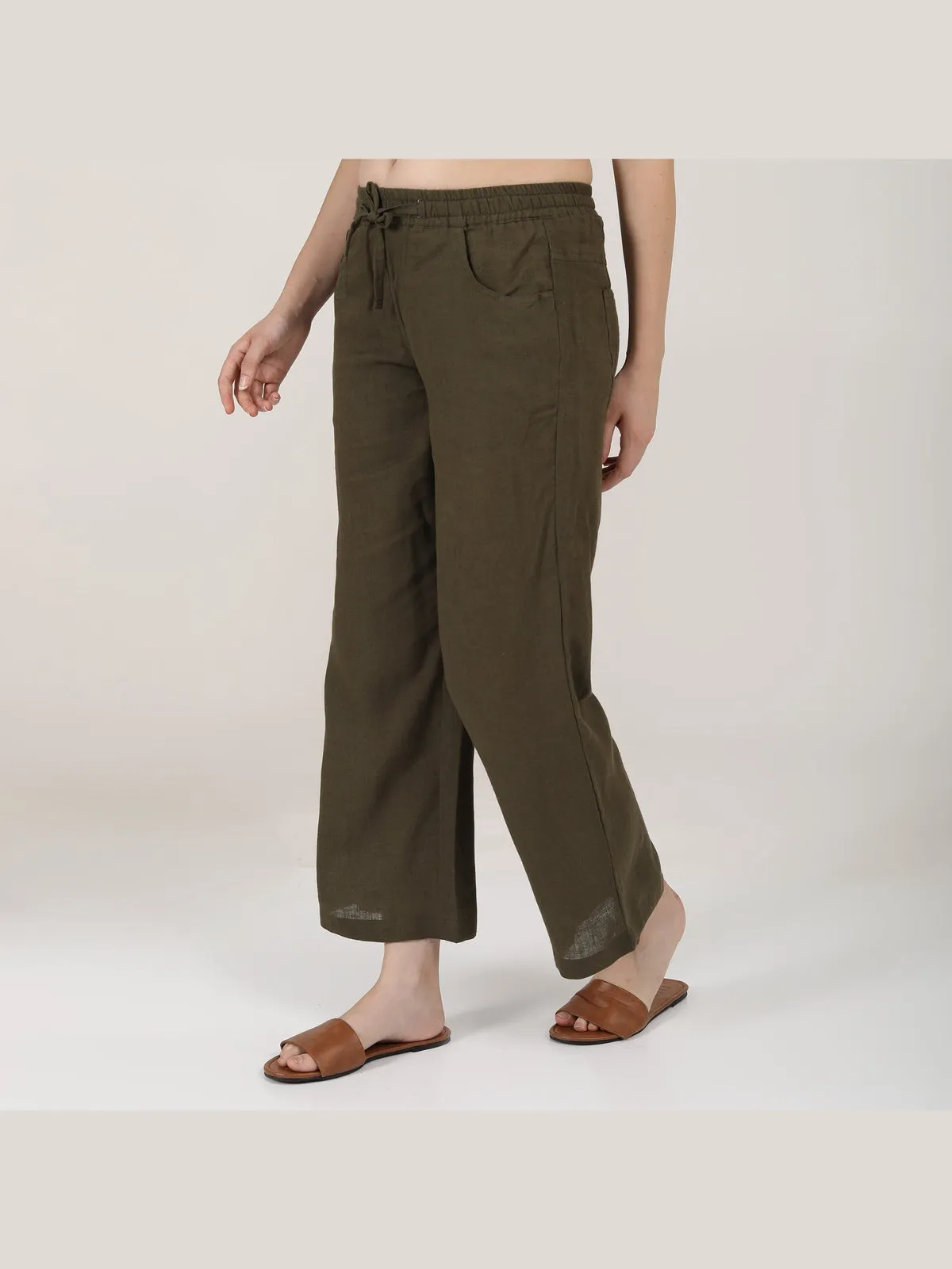 Women Classic Linen Wide Leg Trousers