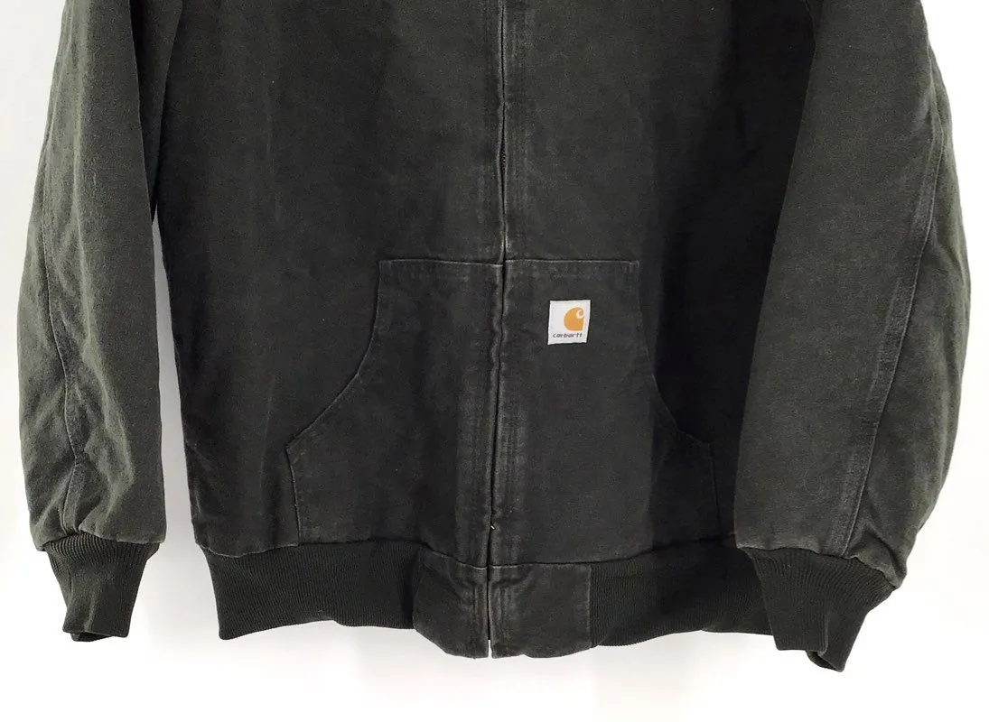Y2K 2000s Carhartt Men's Black Hooded Bomber Jacket - Size XL