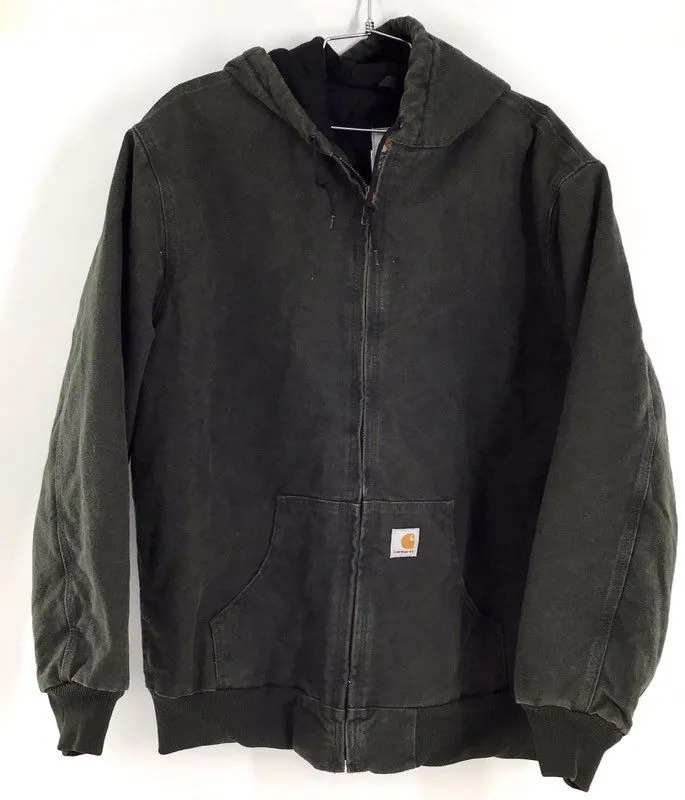 Y2K 2000s Carhartt Men's Black Hooded Bomber Jacket - Size XL